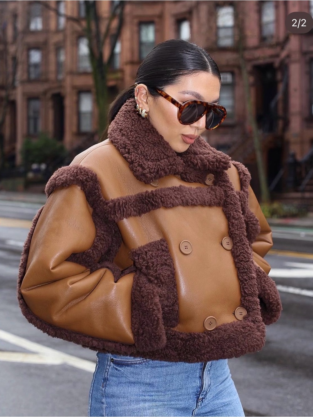 Stand Studio Brown and Tan Faux Shearling Coat
